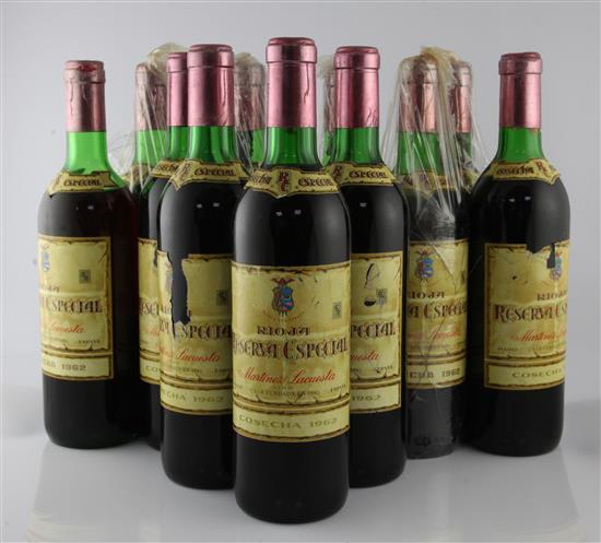 Twelve bottles of Martinez Lacuesta Reserva Rioja, 1962,